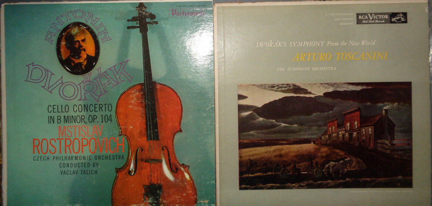 12 Dvorak LPs: Prague Neumann (2) Kubelik (2) Toscanini (2) Kertesz Rostropovich