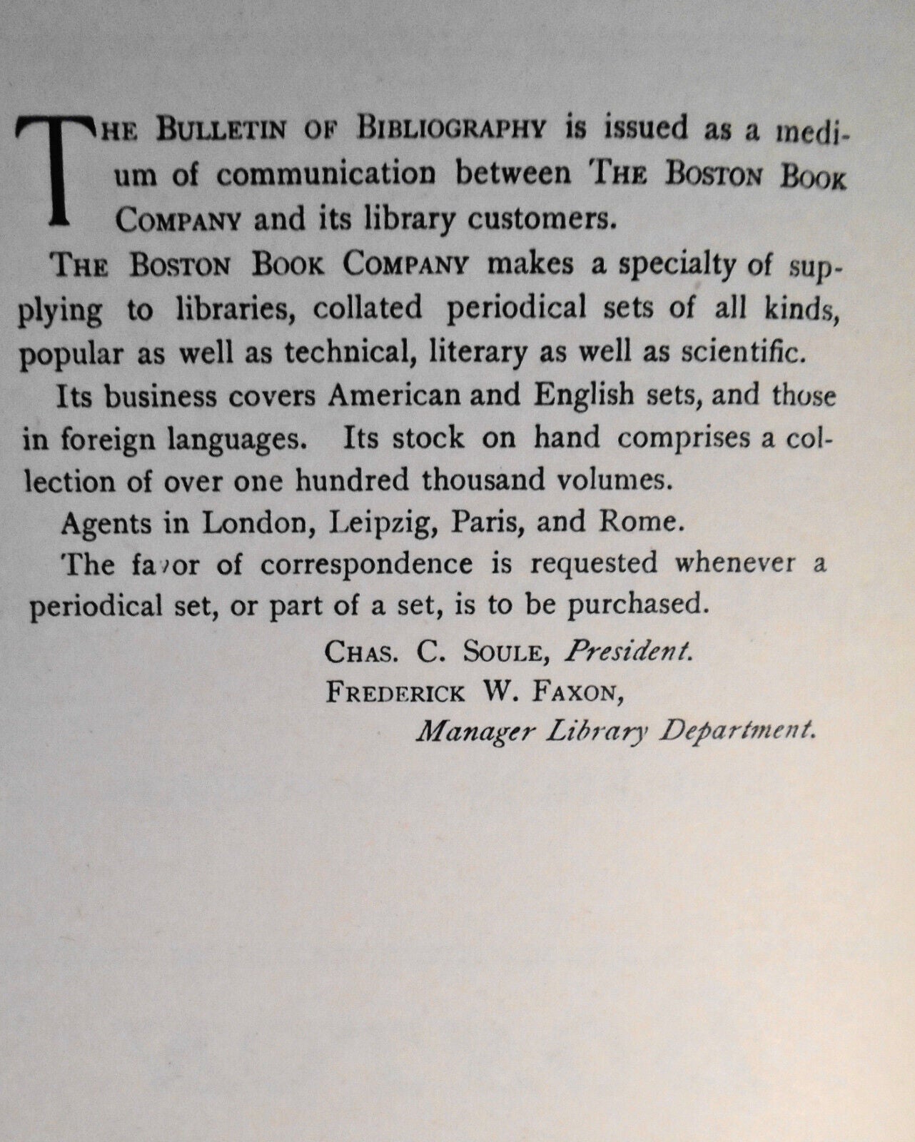 Bulletin of Bibliography, Volume 1, April 1897 to July 1899. Hardcover.