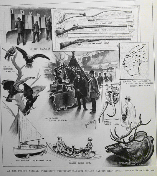 At the Fourth Annual Sportsmen's Exhibition, Madison Square Garden. HW, 1898.