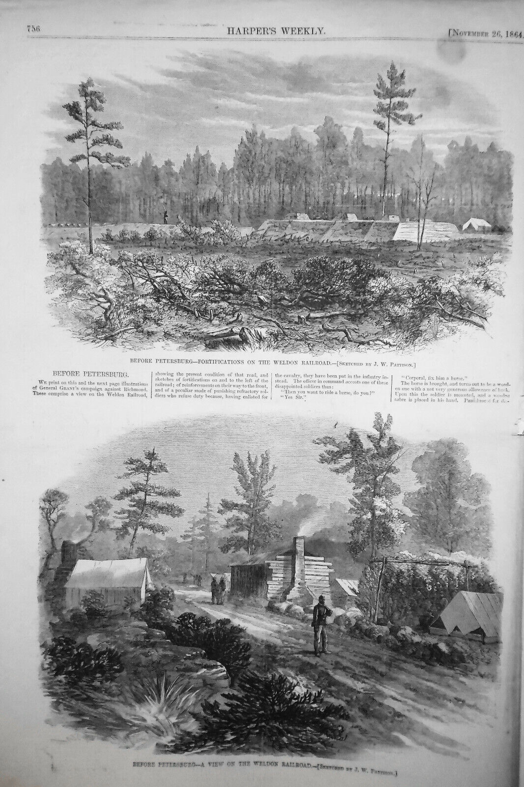 Harper's Weekly November 26, 1864  - Civil War, large map of operations, etc..