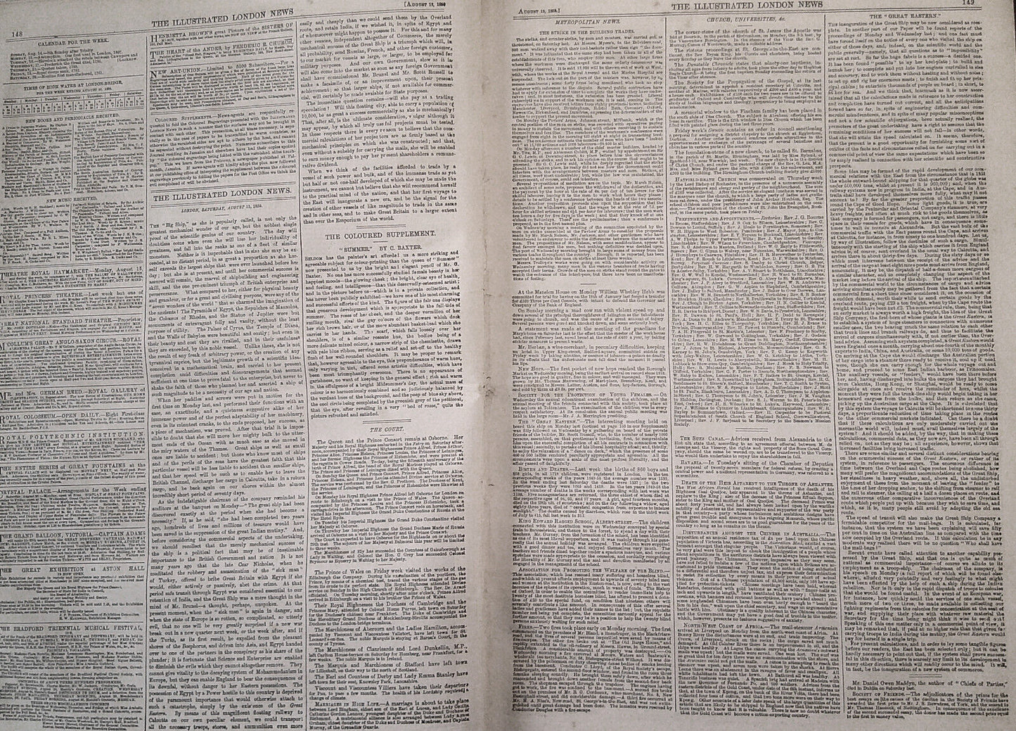 Illustrated London News, August 13, 1859. Sovereignty of the Seas; Great Eastern