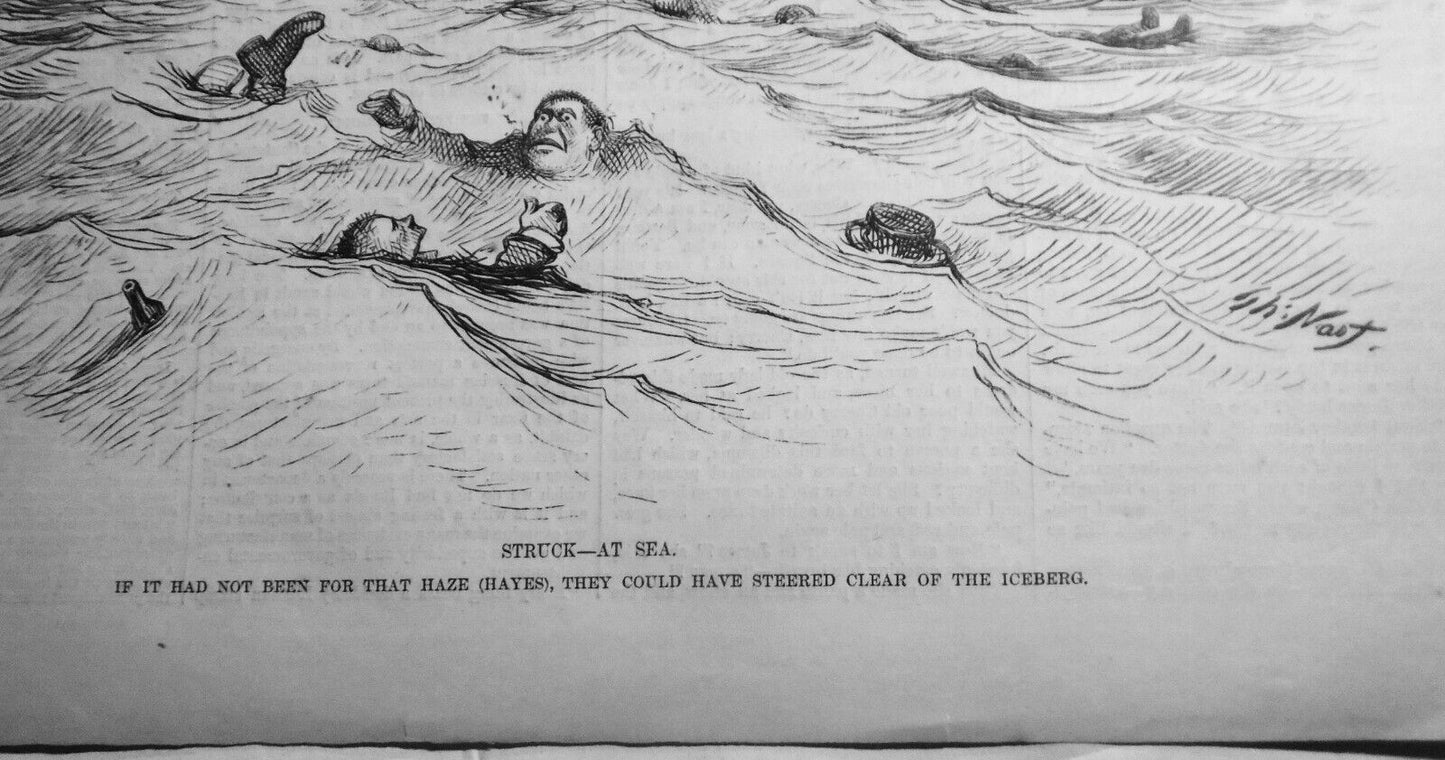 "Struck - At Sea", by Thomas Nast  - Harper's Weekly, 1876