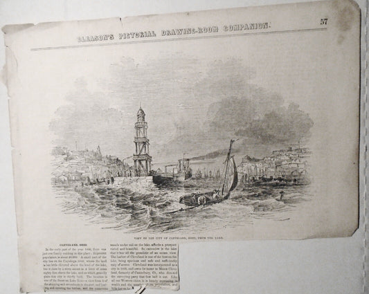 View of the City of Cleveland, Ohio, From the Lake - Gleason's Pictorial, 1850s