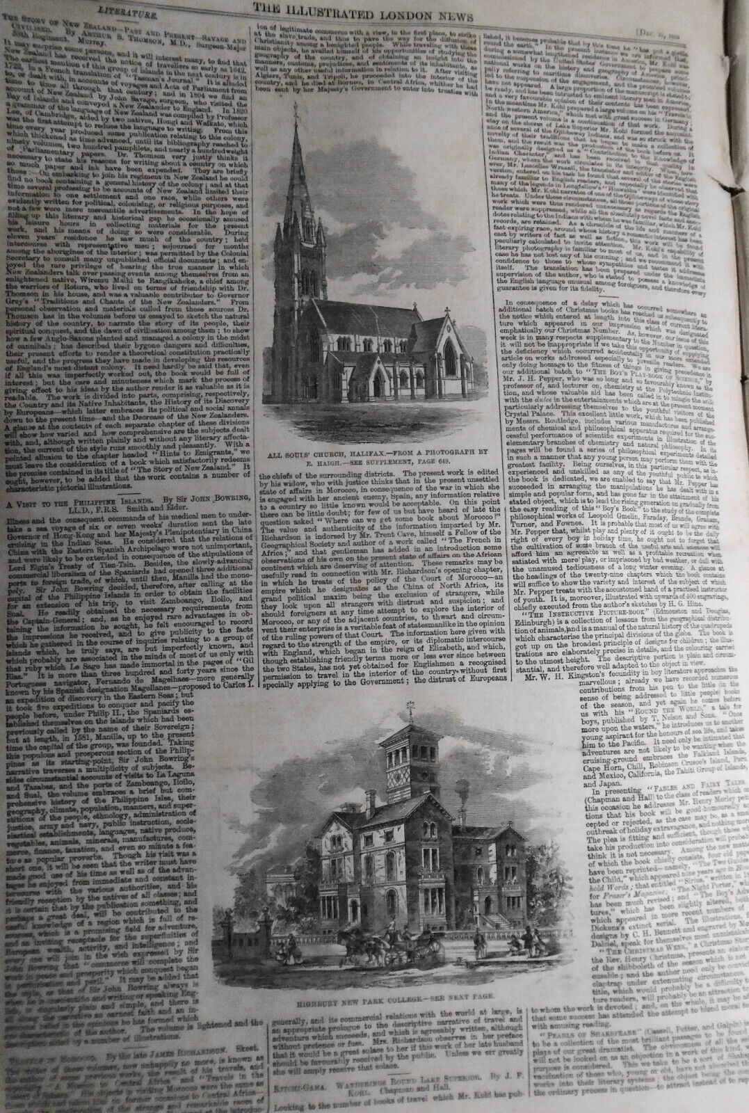 The Illustrated London News December 31, 1859 original issue - Christmas prints