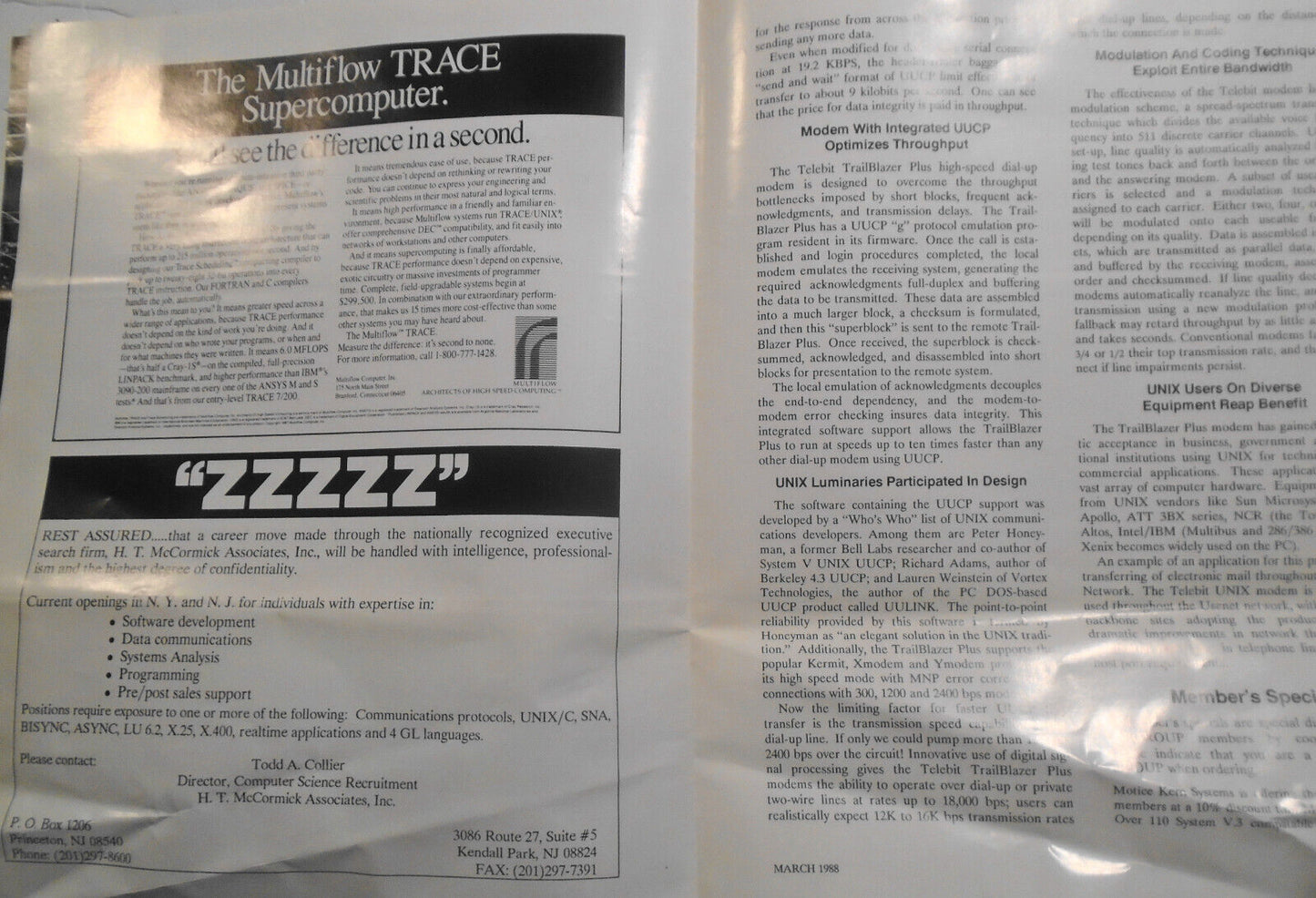 UNIGROUP of New York Newsletter, March 1988. NY Area UNIX Users Group