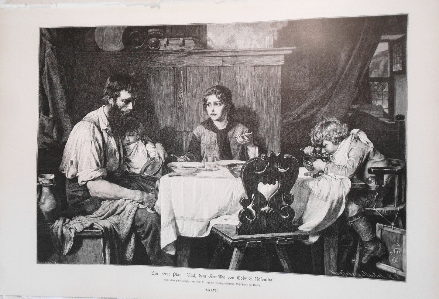 Ein Leerer Platz, by Toby E. Rosenthal  --  1886 -- Original antique print