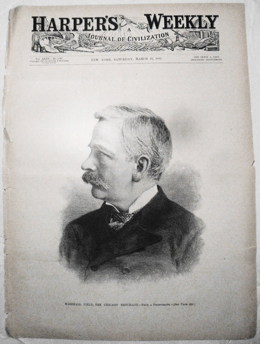 Marshall Field, the Chicago merchant. Harper's Weekly, March 21, 1891