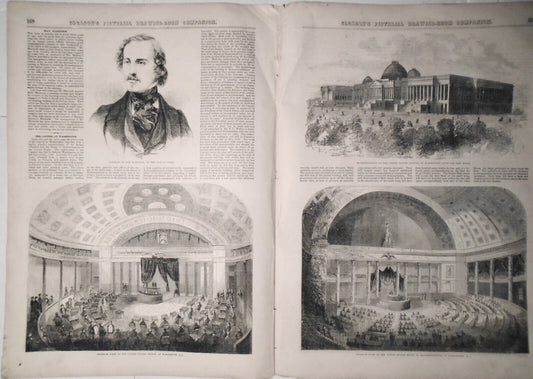 The Capitol At Washington - March 13, 1852 Original, 2 pages, Story & 3 Prints