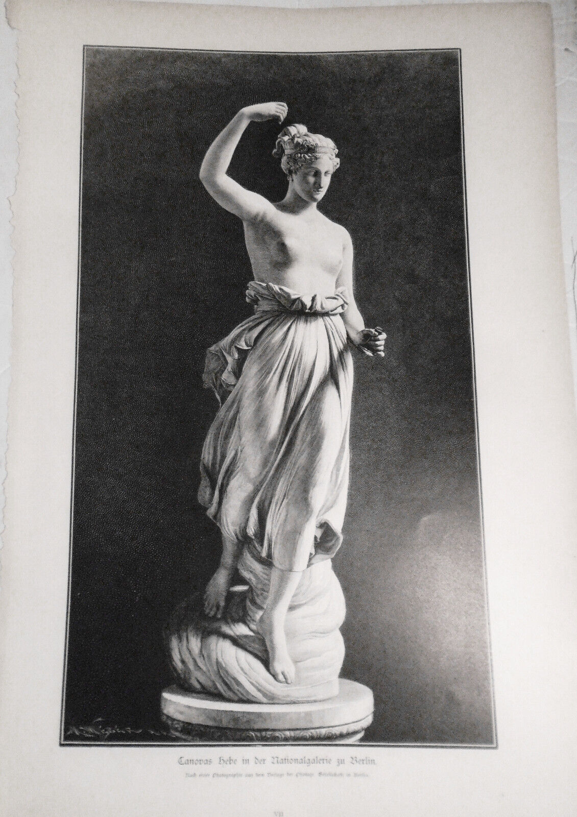 Canovas Hebe in der Nationalgalerie zu Berlin  -  1886 - Original antique print