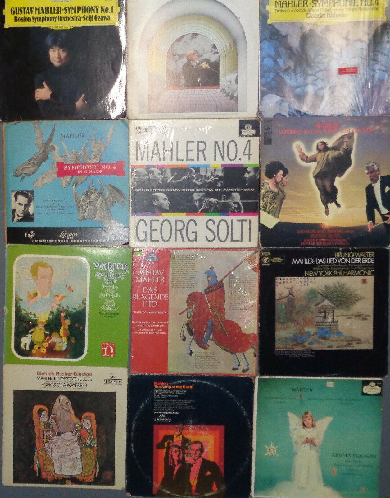 12 MAHLER LPs lot - Ozawa, Szell, Bernstein, Solti, Maazel, Walter, Flagstad ...