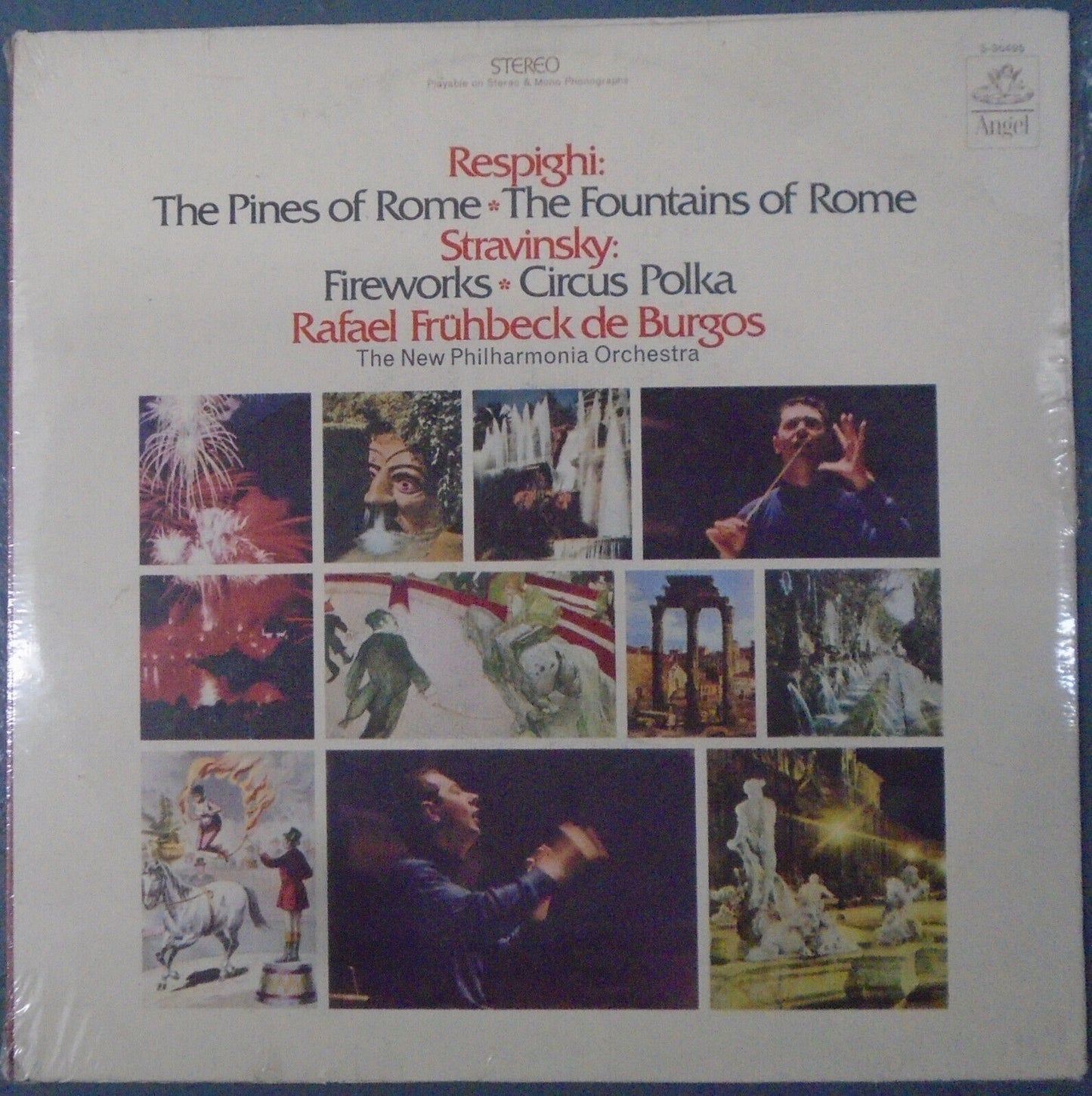 Respighi: the Pines / Stravinsky: Fireworks LP De Burgos *SEALED" Angel S-36495