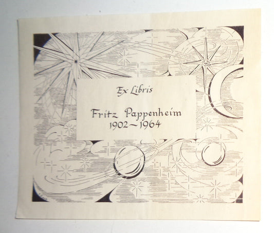 Fritz Pappenheim 1902-1964 Ex Libris Bookplate