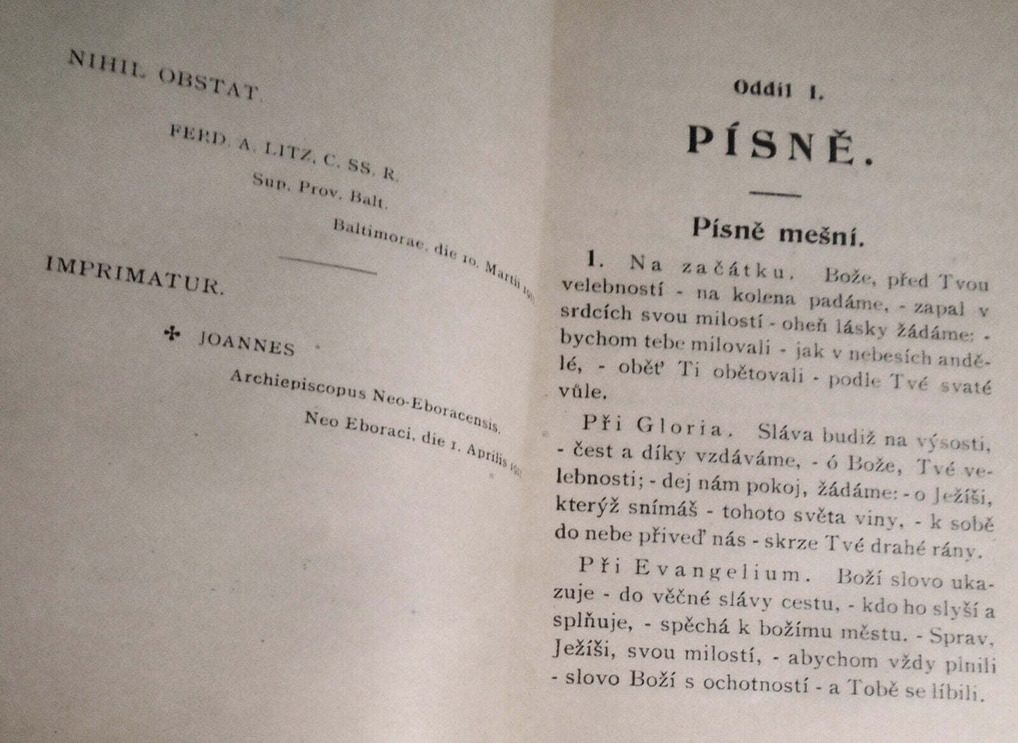 Sbirka pisni´ chramovych a modliteb obycejnych. 1911.