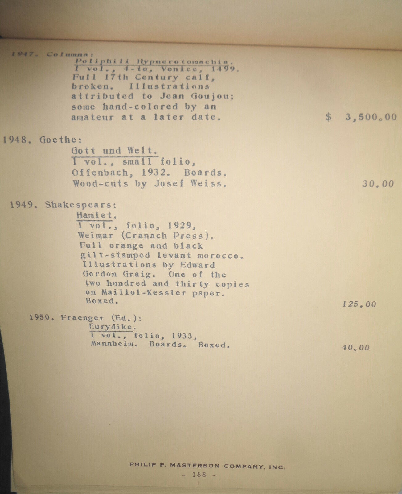 Appraisal - Estate of Mary Flagler Cary - Typographical Books, Fine Presses 1967