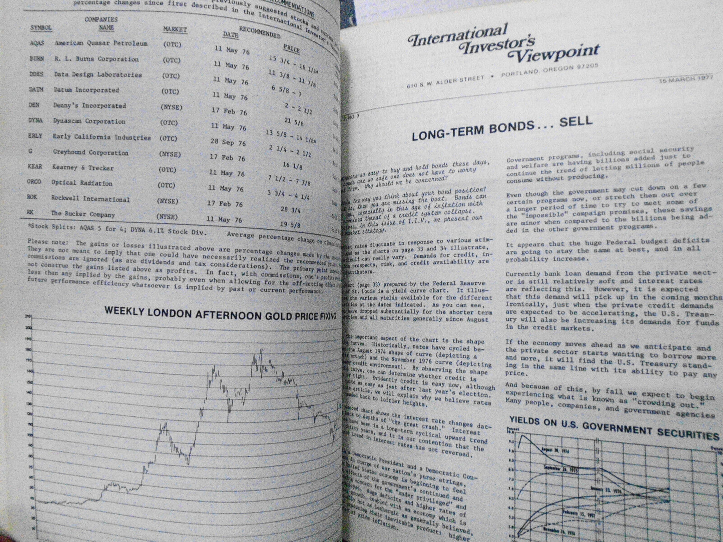 International Investor's Viewpoint - 38 Issues 1976-8 - gold, oil, mining, bonds