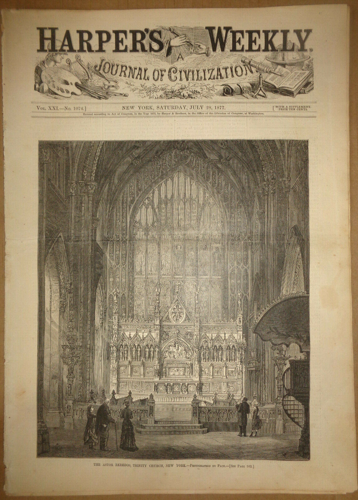 HARPER'S WEEKLY JULY 28 1877 - INTERCOLLEGIATE ATHLETICS,, TRINITY CHURCH ...