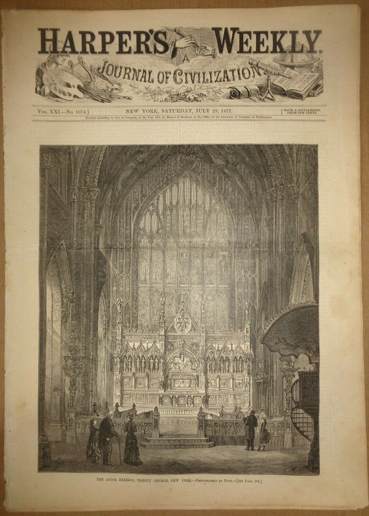 HARPER'S WEEKLY JULY 28 1877 - INTERCOLLEGIATE ATHLETICS,, TRINITY CHURCH ...
