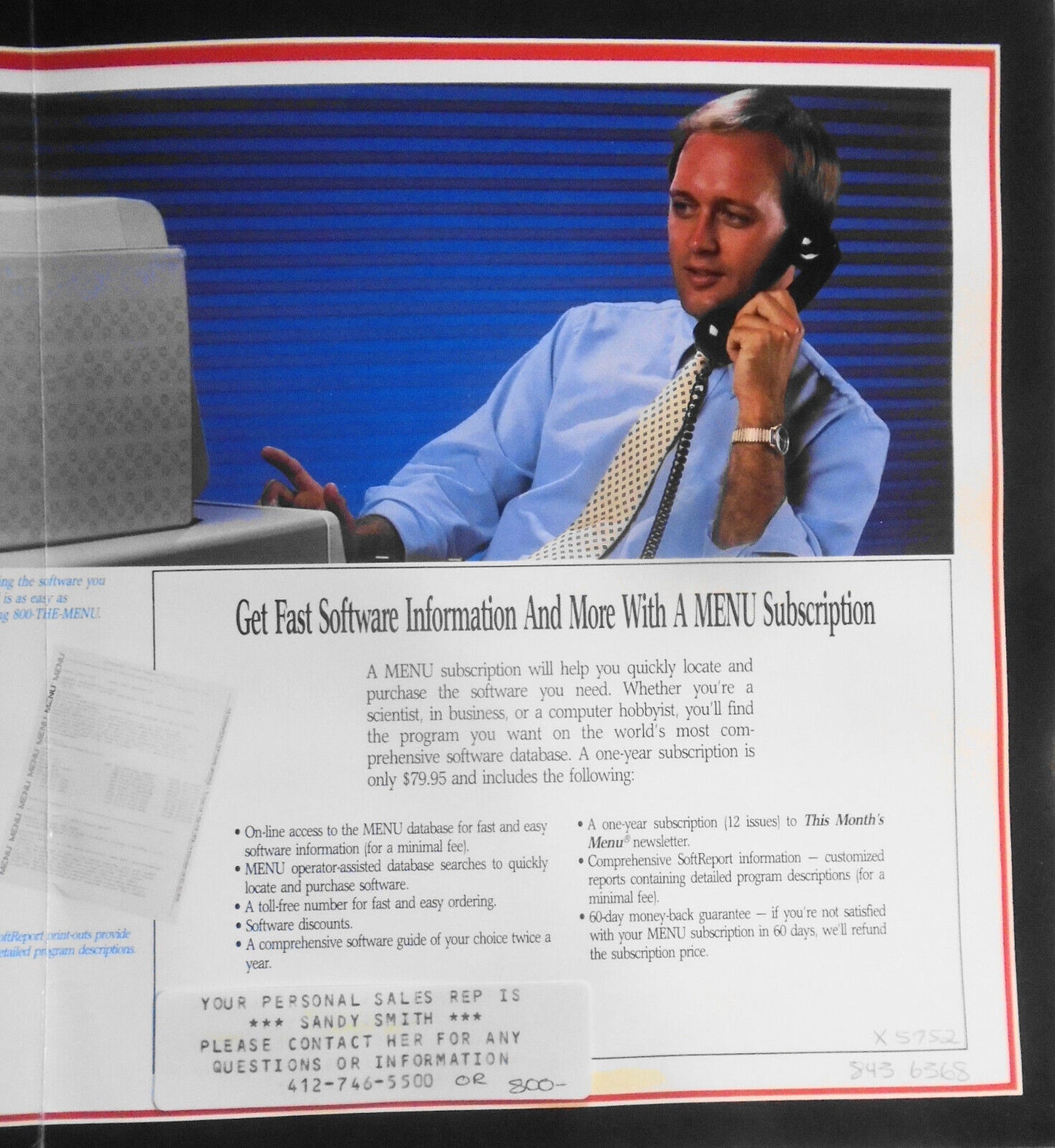 MENU - The One Stop Software Shop - original promo brochure, 1988.