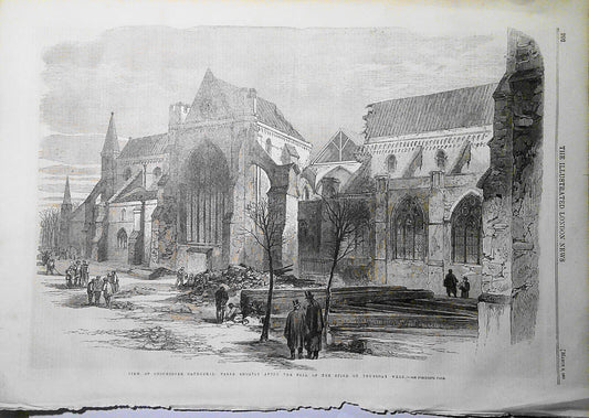 Chichester Cathedral after fall of the Spire. Illustrated London News March 1861