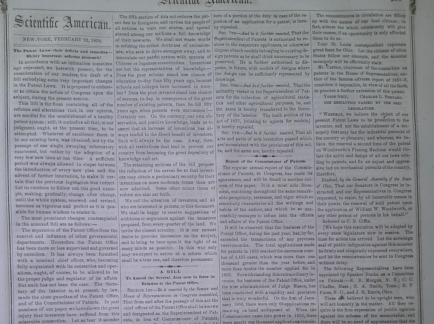 Scientific American, February 23, 1856. Original complete issue.