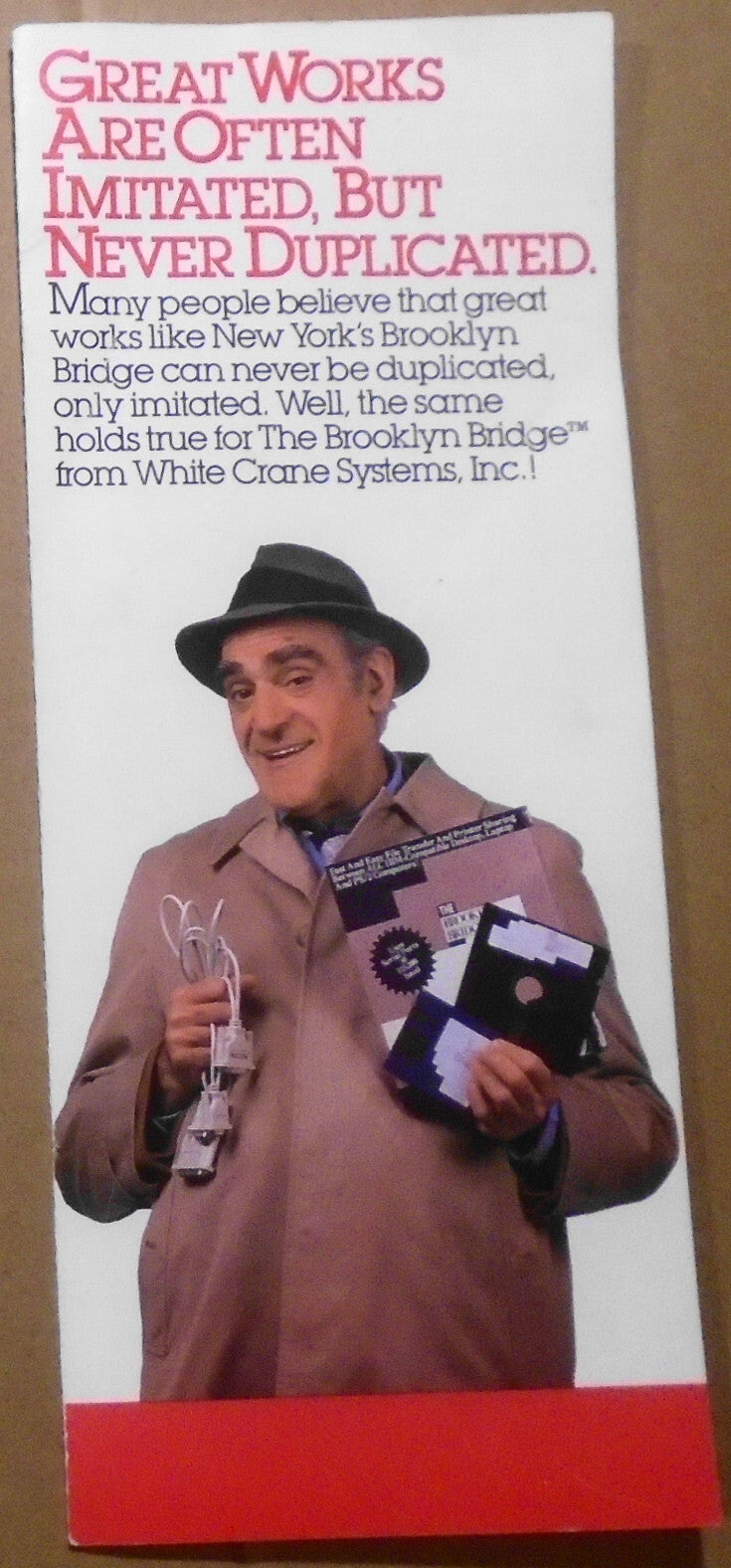 1987 The Brooklyn Bridge, by White Crane  Systems - 2 brochures, press release.