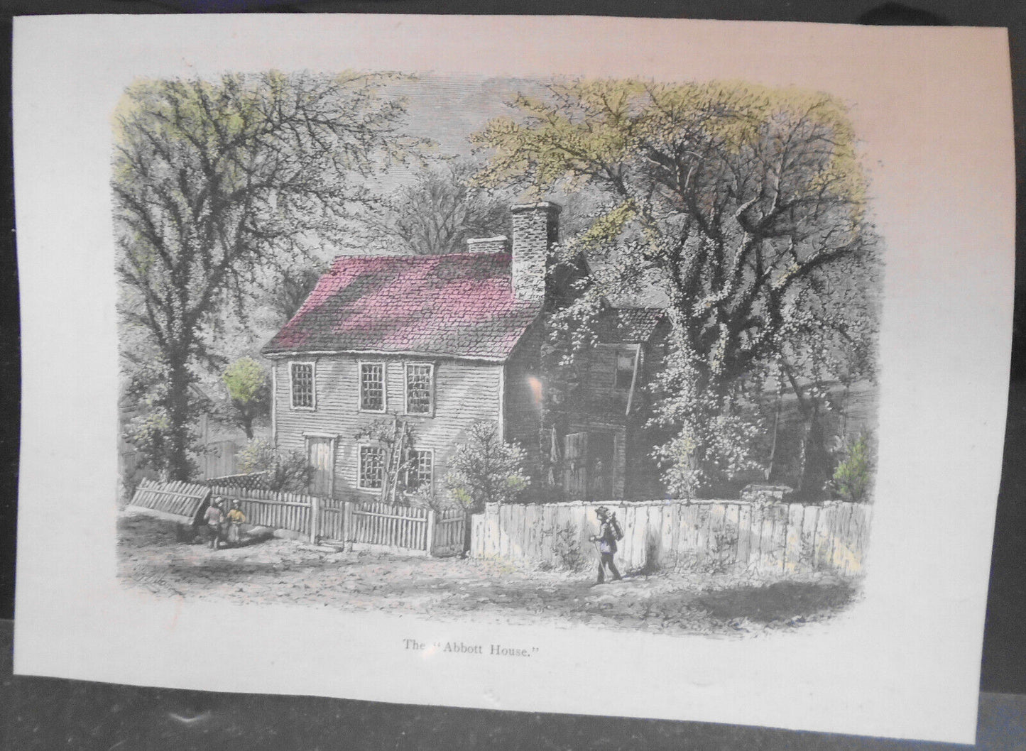 1872 - The "Abbott House" Nashua, New Hampshire - Antique Print. Hand-colored.