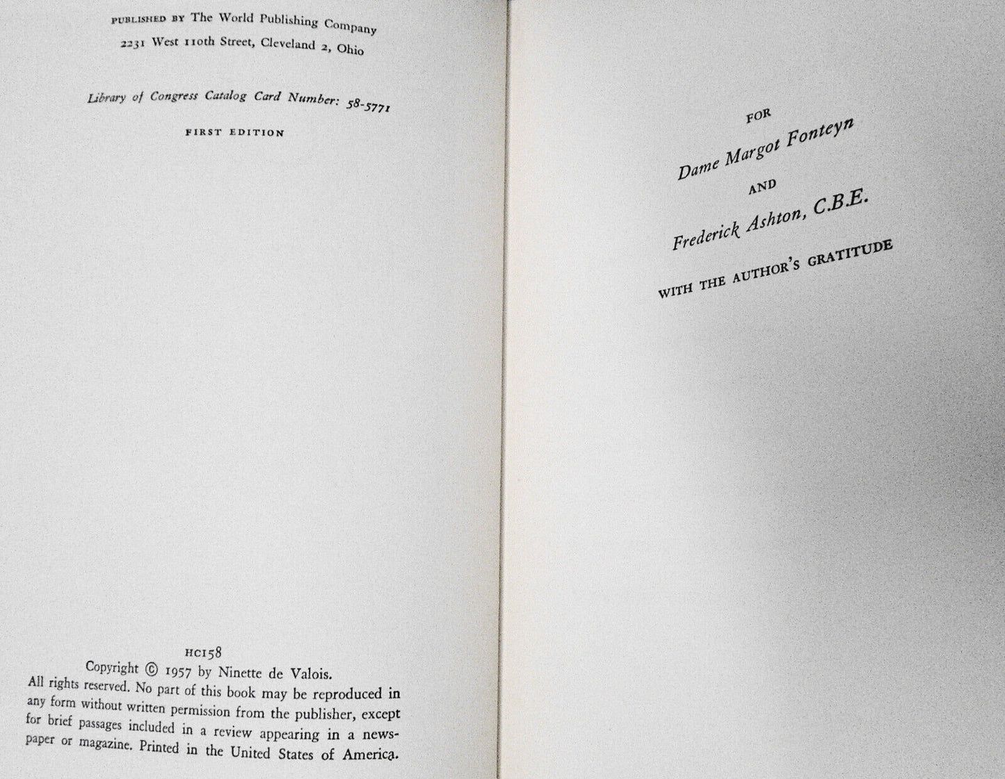 Come dance with me : a memoir, 1898-1956, by Ninette De Valois. 1st edition 1957