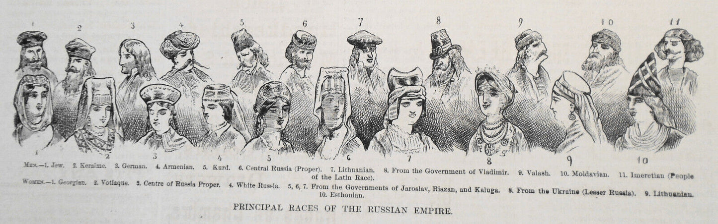 "Russian Characteristics". 1871 Harper's Weekly - Original, Page With 3 Prints