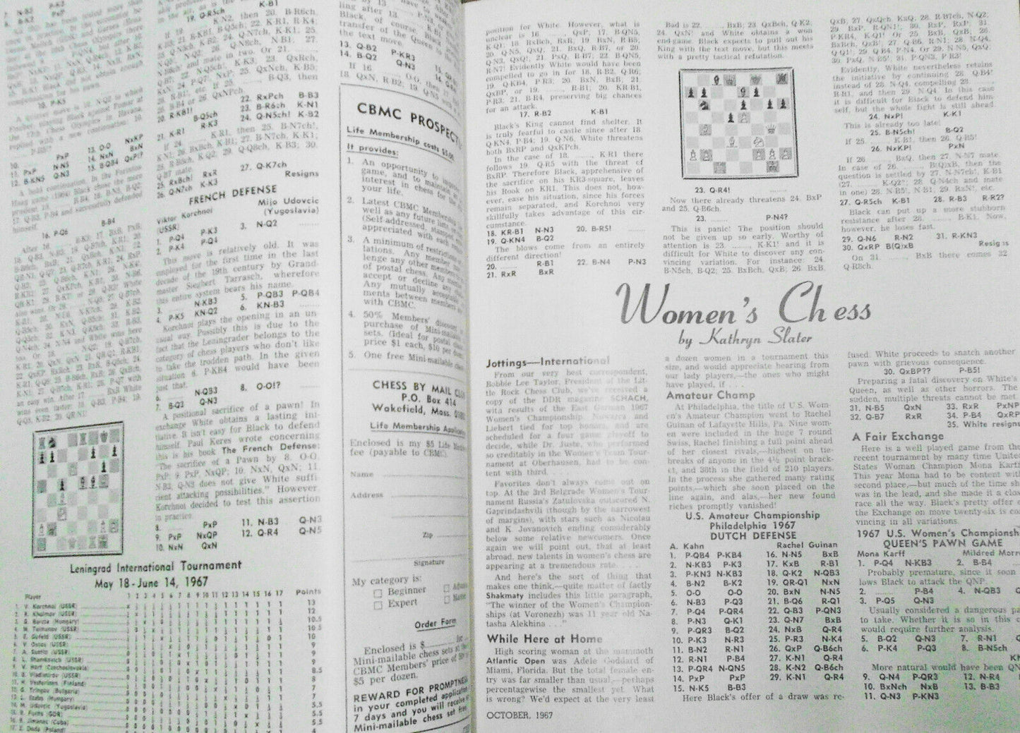 Chess Life, May 1967 - Interview with Tal; US-Soviet Computer Chess match, etc.