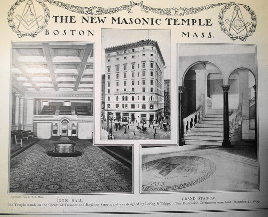 New Masonic Temple, Boston, Mass.  Harper's Weekly January 13, 1900 original