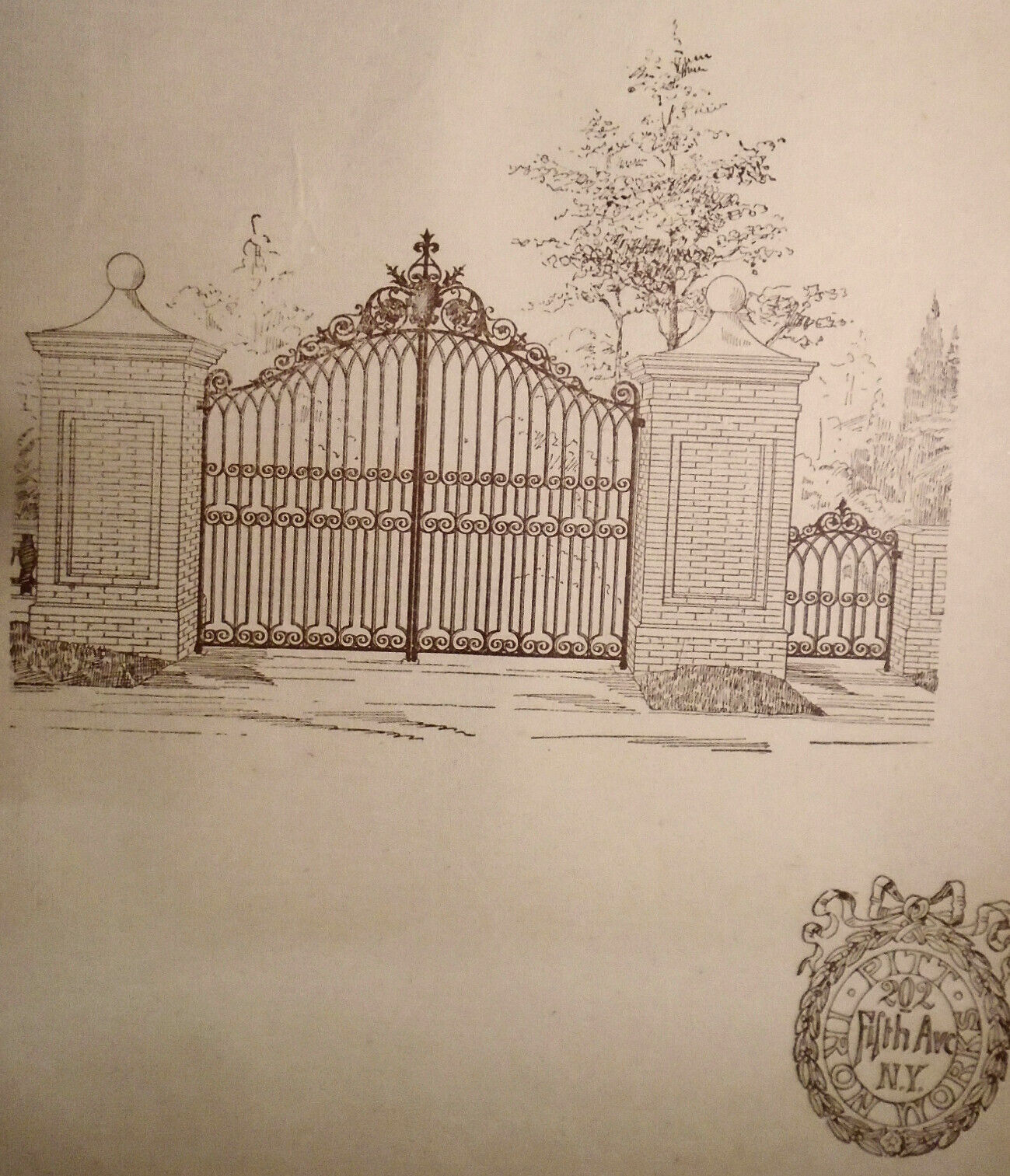 Ornamental gate and entrance, by Pitt Iron Works, N.Y.  -- original 1854 flyer