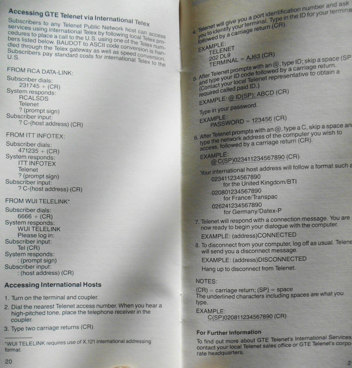 How to use Telenet - Information for terminal users - March 1984. By GTE.