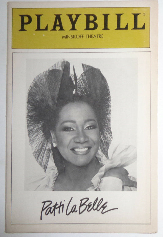 PATTI La BELLE ON BROADWAY - PLAYBILL - MARCH, 1986. Minaskoff Theatre