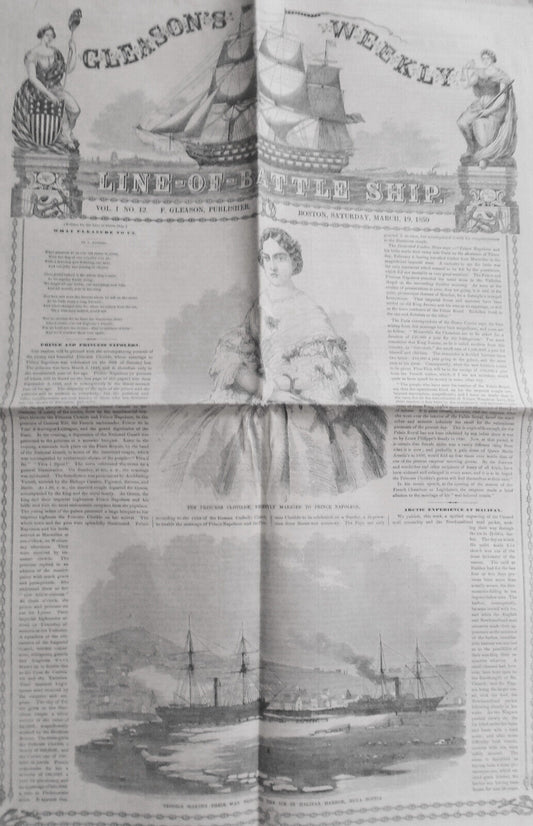 Gleason's Weekly  March 19, 1859. Princess Clotilde / Vessels Going Through Ice