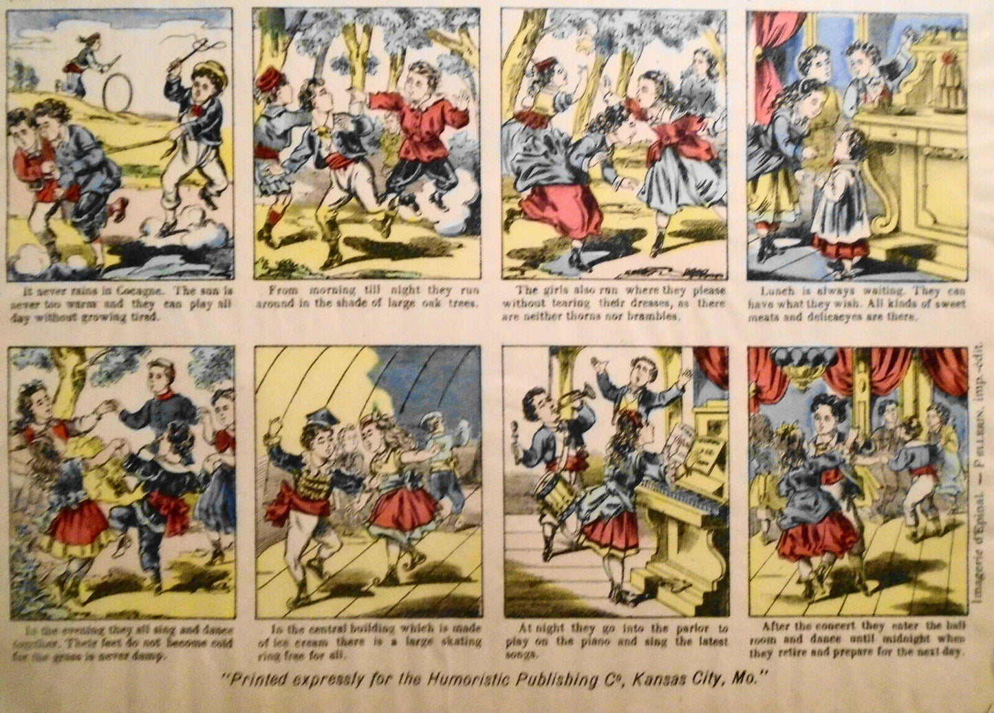 1888 The Land of Cogagne - Imagerie d'Epinal of France # 35. Children, Bicycle..