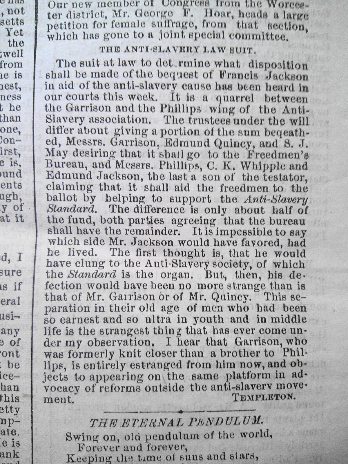 Harriet Beecher Stowe on Babies; Kentucky Blacks -Supplement To the Courant 1869