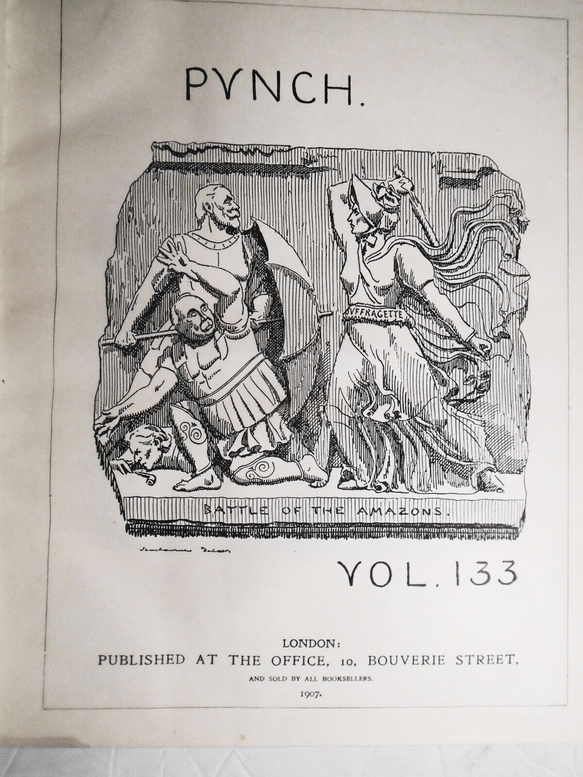 Punch Magazine, July-Dec 1907. Bound volume. With  1907 Almanac.