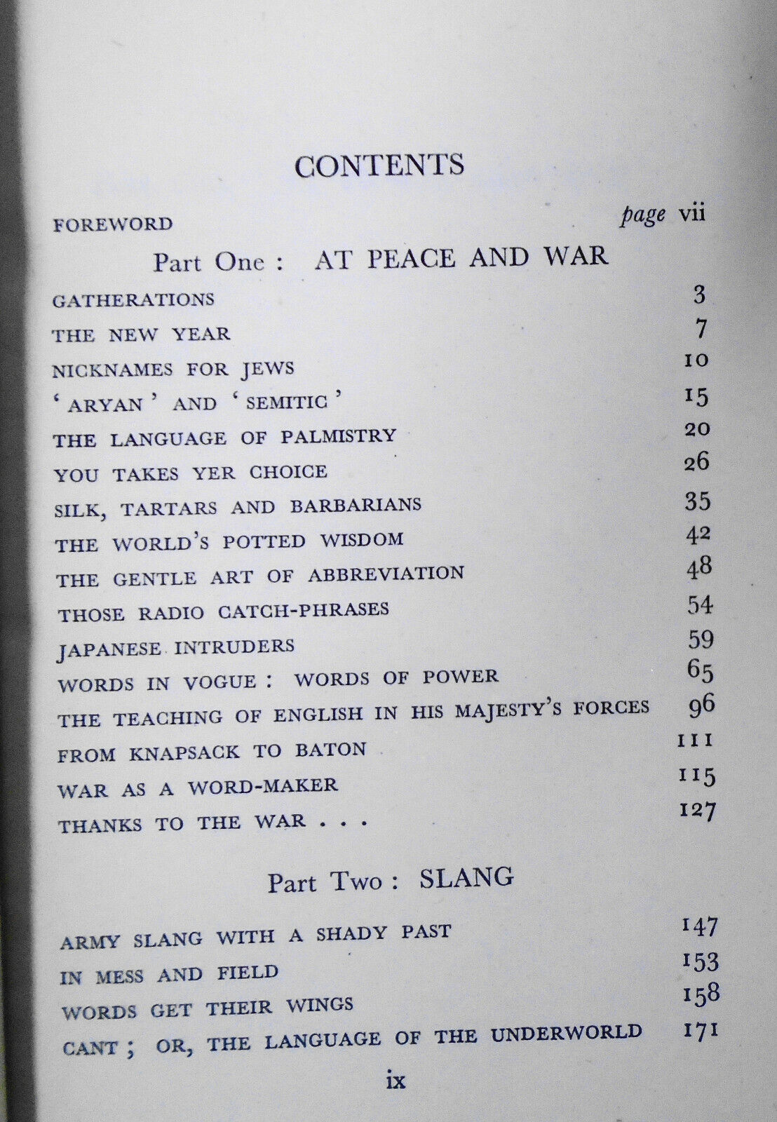 Words At War, Words At Peace - Essays On Language, by Eric Partridge. HC 1st ed