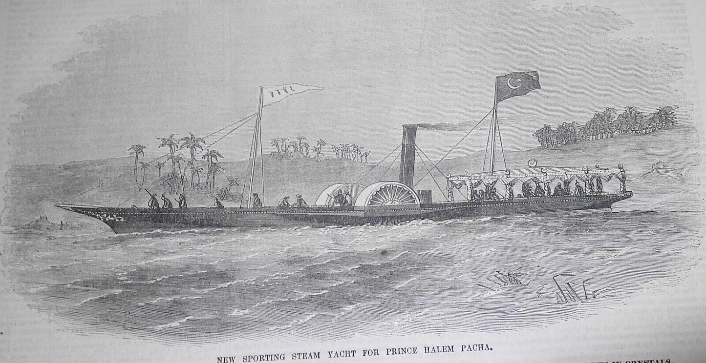 New Sporting Yacht for Egyptian Prince + Boston Cannon - Ballou's Pictorial 1857