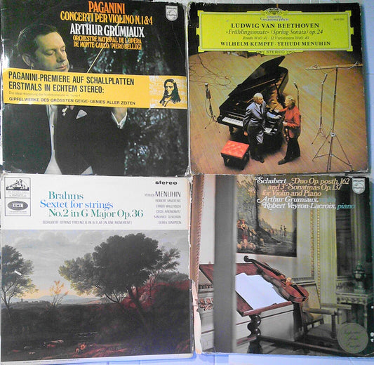 4 classical violin vinyl LPs lot : Arthur Grimiaux & Yehudi Menuhin