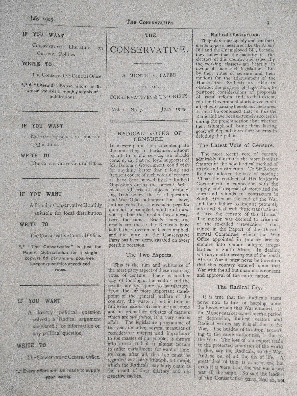 1905 West Somerset Liberal vs. Conservative dueling Publications July '05