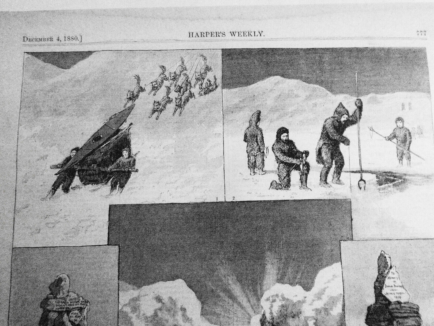 The Search for Relics of Sir John Franklin. ORIGINAL from Harper's Weekly, 1880