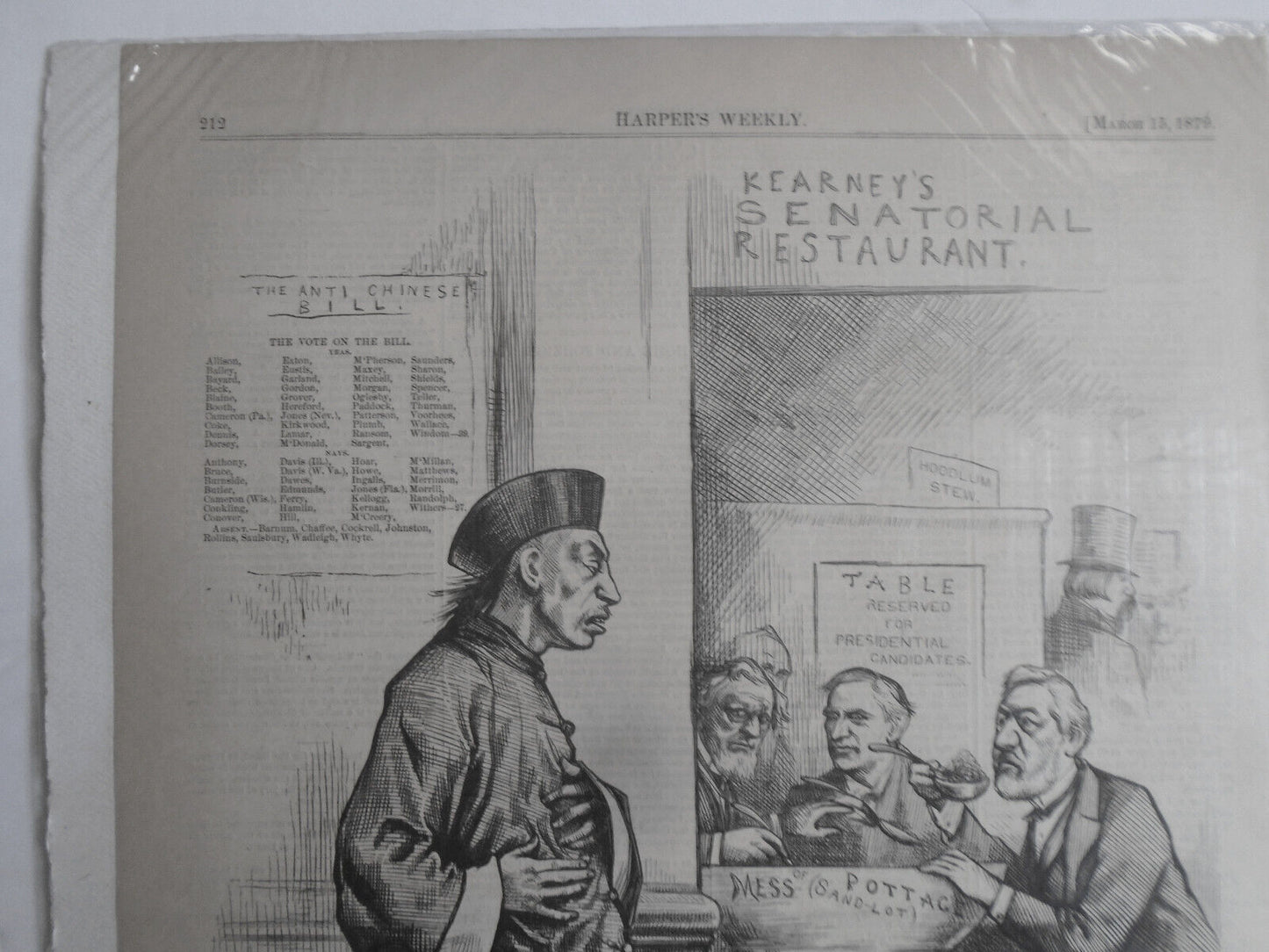 [Chinese Exclusion] A Matter of Taste, by Thomas Nast. Harper's Weekly 1879