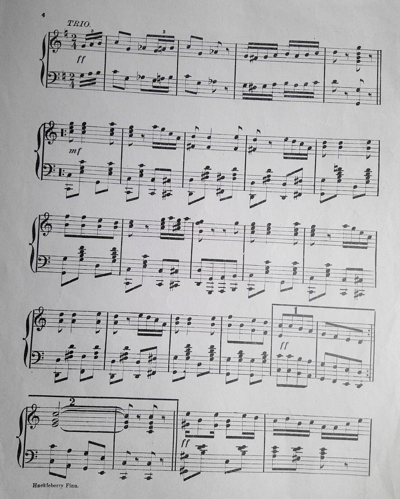 Huckleberry Finn Cake Walk; Two-step - sheet music, 1914 original