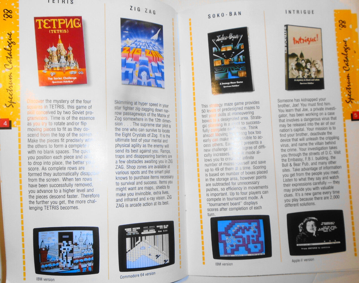 Spectrum Holobyte 1988 games software catalog