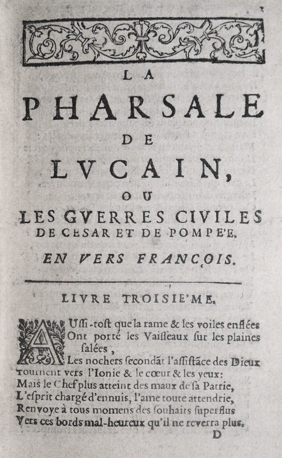 1670 La Pharsale de Lucain. By Marcus Annaeus Lucanus. [Binding; Illustrated]