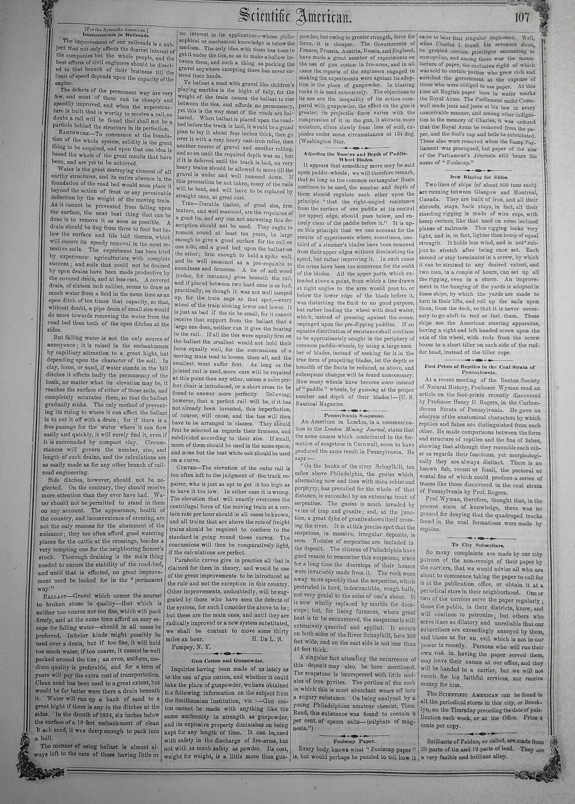 Scientific American, December 15, 1855. Drilling and Boring Machine, etc