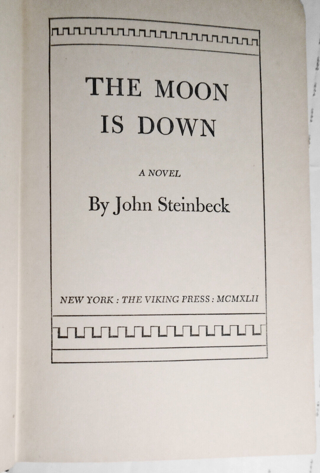 The Moon Is Down Steinbeck, by John Steinbeck. 1942 First edition.