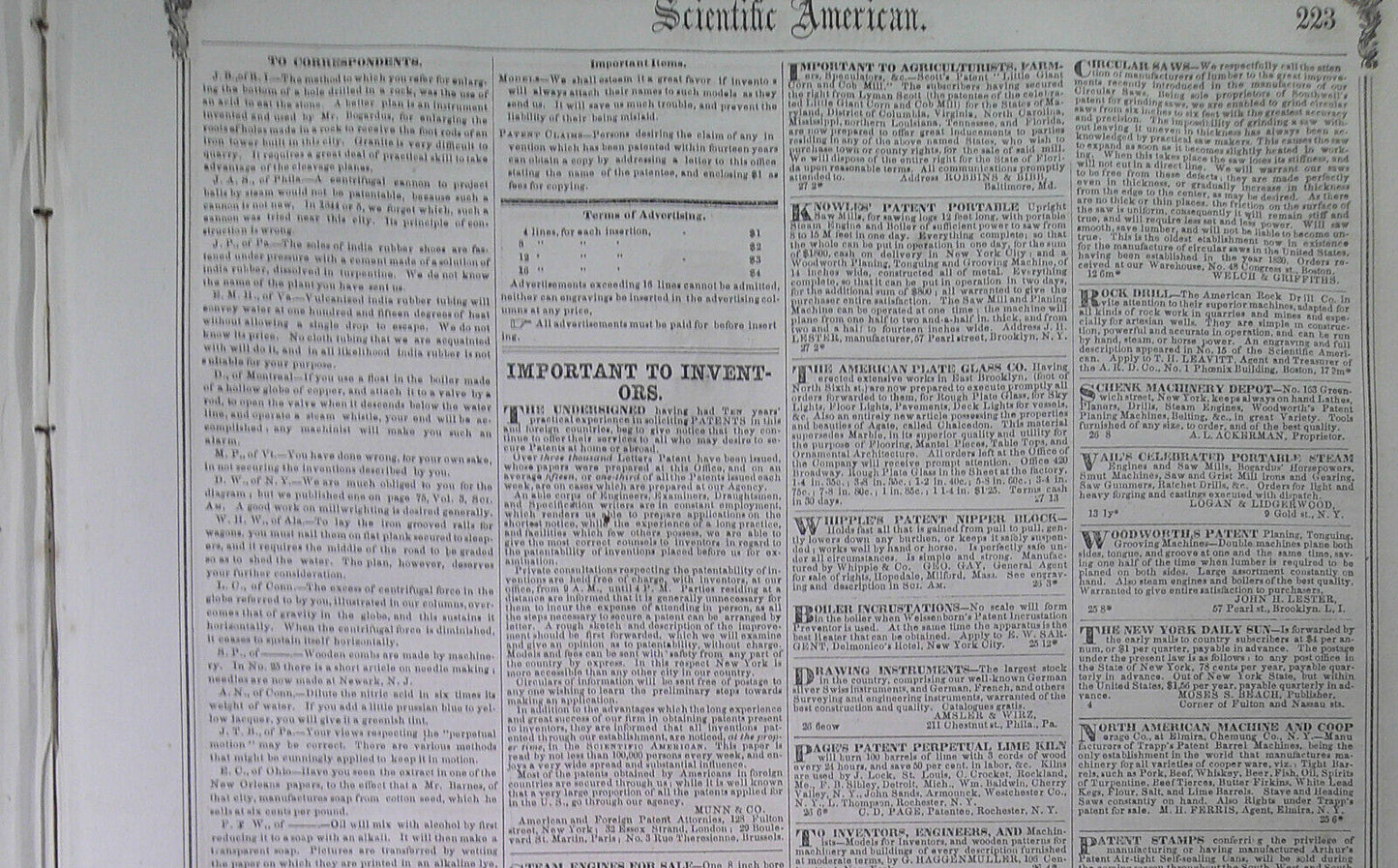 Scientific American, March 22, 1856. Measuring falling water; smoking cigars etc