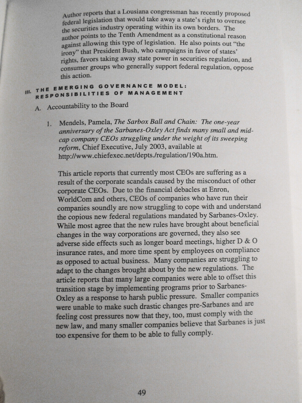 Corporate Governance Digest, by Ralph C. Ferrara & Jennifer C. Argabright. 2005.
